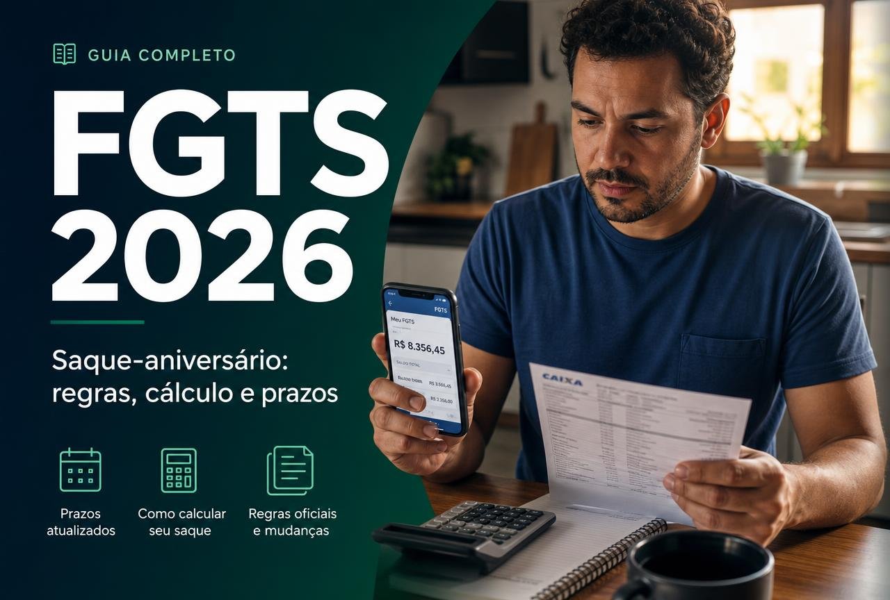 FGTS saque-aniversário 2026: tabela de percentuais, cálculo do valor, prazos de adesão e o que você perde ao aderir